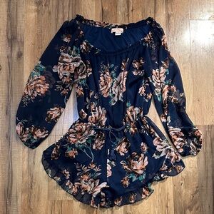 Band of Gypsies Navy Floral Blouse
